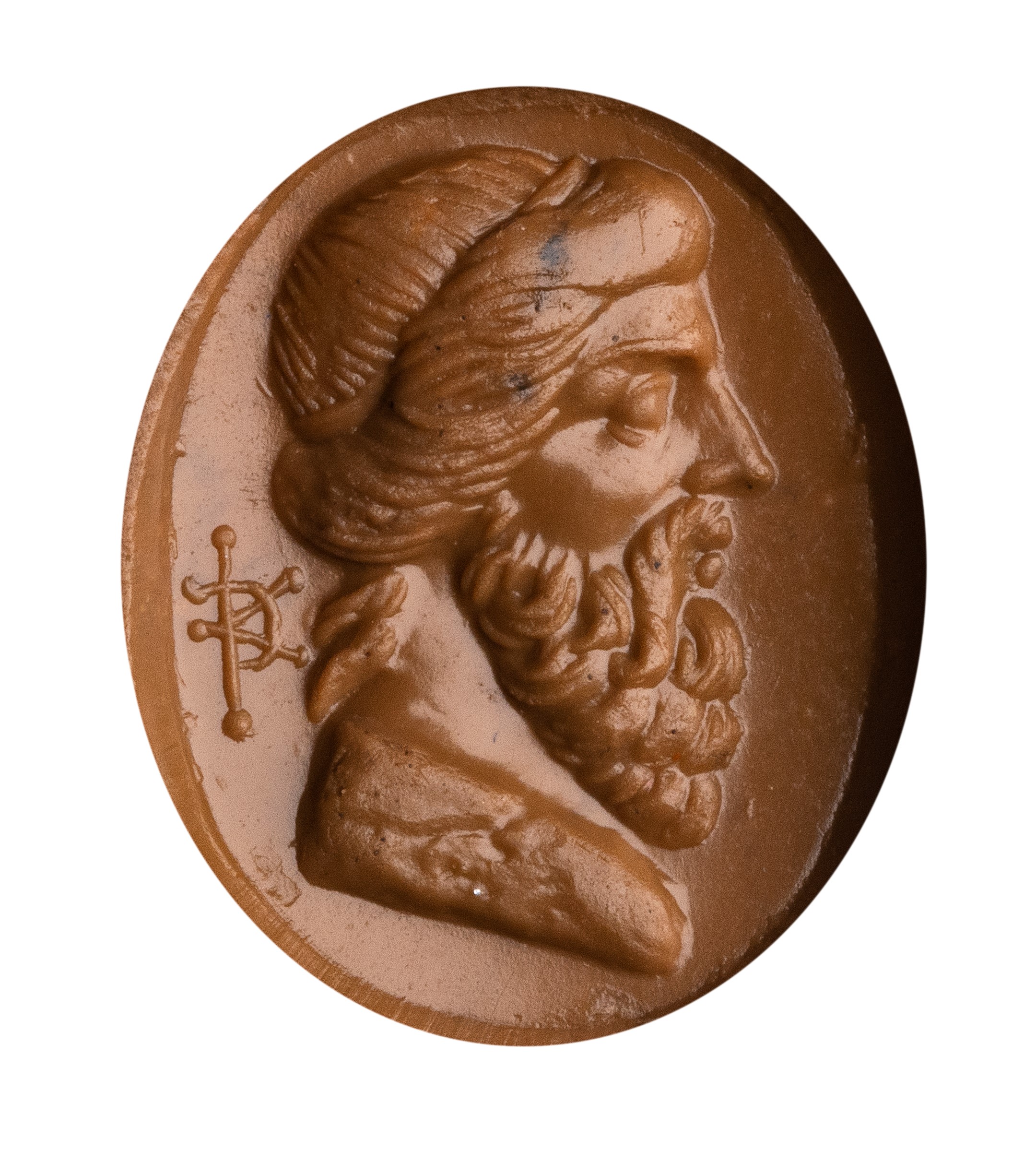 A Roman carnelian intaglio. Bust of an herm.