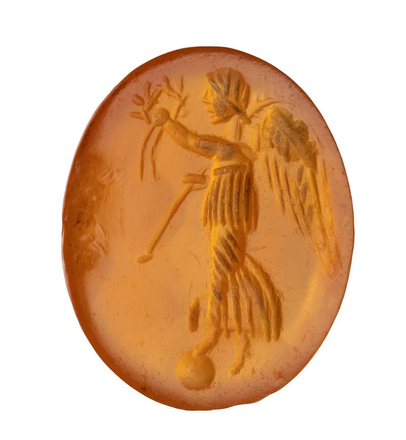 A Roman carnelian intaglio.Nike.