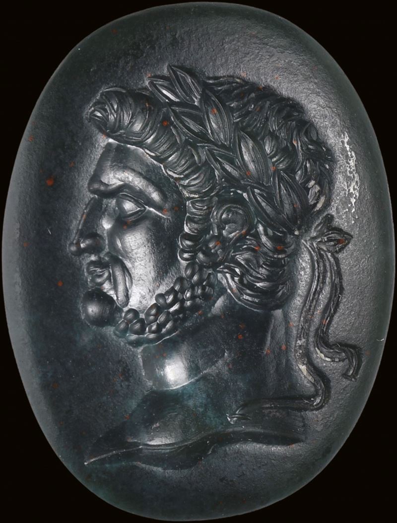 A Postclassical bloodstone intaglio. Nero.