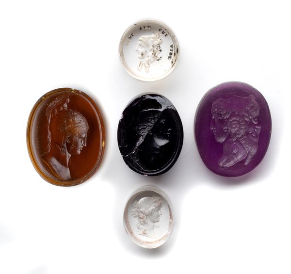 A lot of 5 Grand Tour glass cast impressions. Various subjects.
