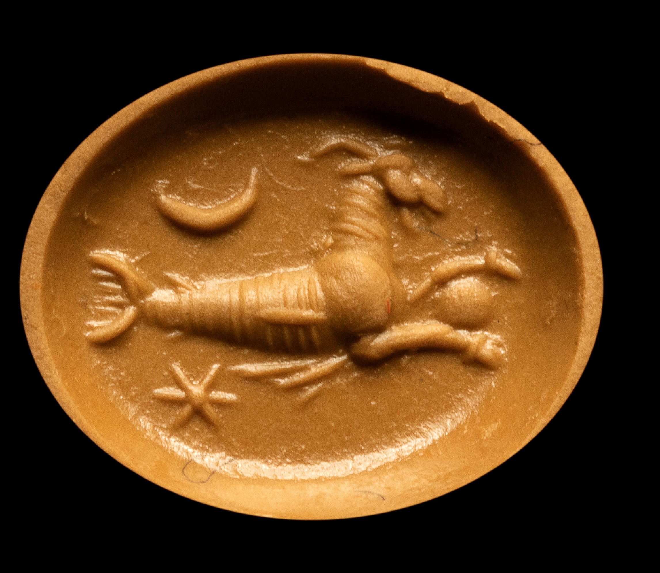 A Roman agate intaglio. Seagoat with astrological attributes.