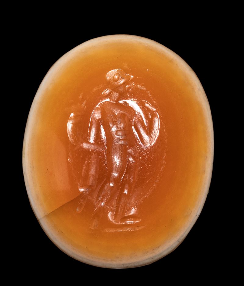 A Roman two-layered agate intaglio. Harpocrates.