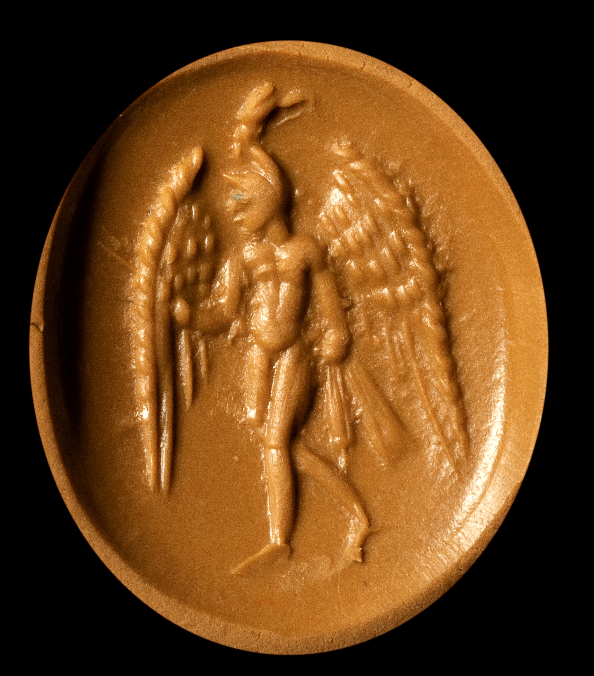 A Roman carnelian intaglio. Ganymede with the eagle.