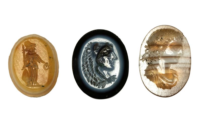 A group of 3 intaglios. Various subjects.