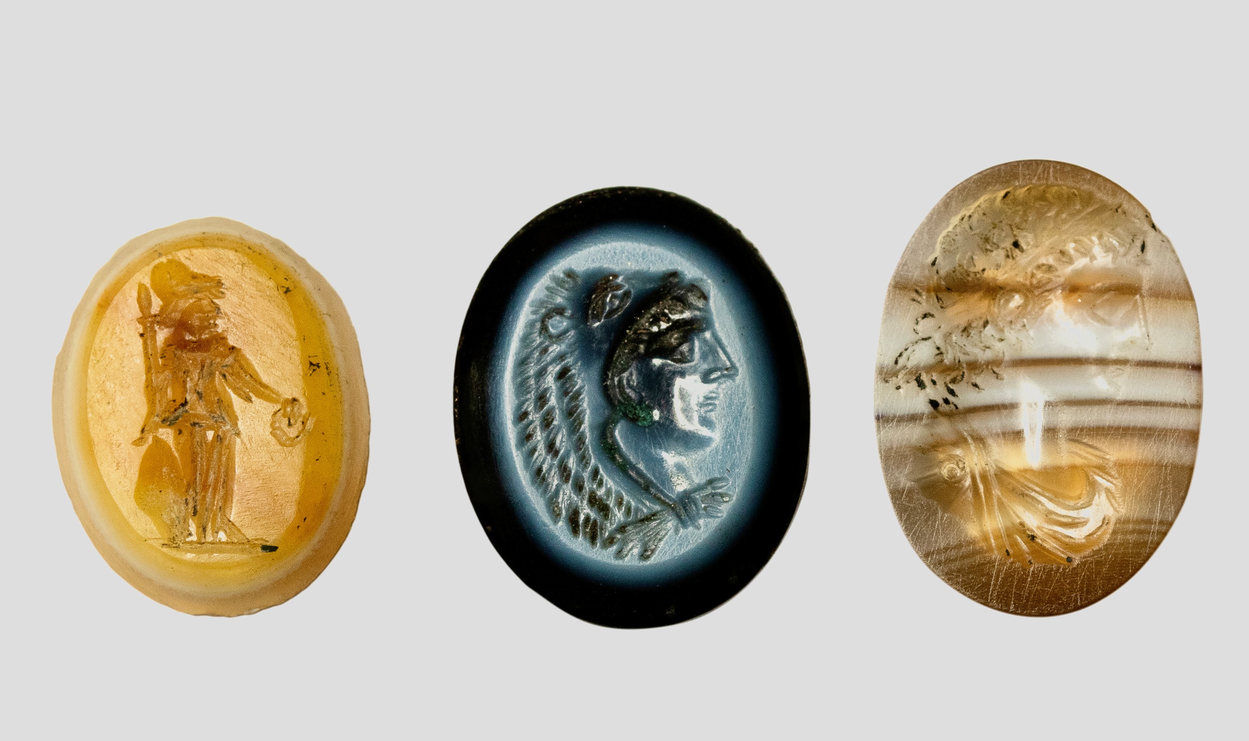 A group of 3 intaglios. Various subjects.