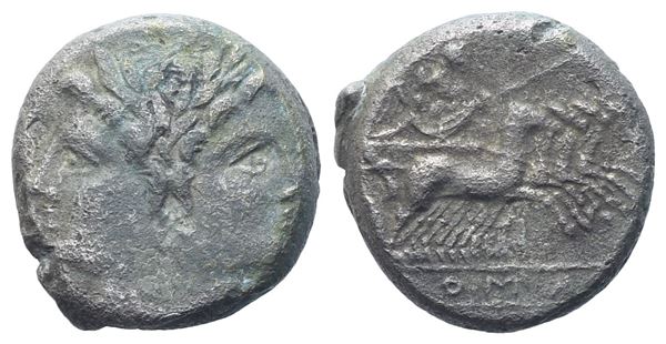 Anonymous, Quadrigatus, Apulian Mint (Arpi?), 214 BC; Æ (5,92 g; 17 mm; 7 h)