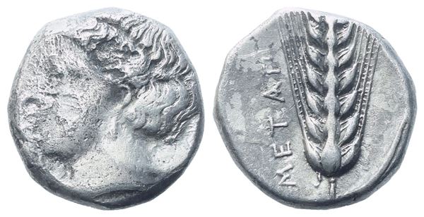 Lucania, Metapontion (c. 400–340), Stater; AR (7,61 g; 17,6 mm; 2 h)