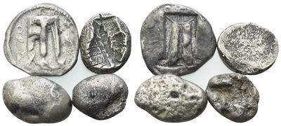 Lot Of 3 Ar Coins And 1 Ar Seal To Be Catalogued. Lot Sold As Is, No Returns.