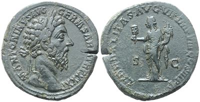 Marcus Aurelius (161-180), Sestertius, Rome, 176-177; Æ (27,89 G; 32 MM; 12 H)