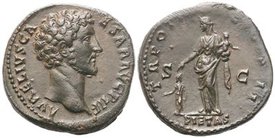 Marcus Aurelius Caesar, Sesterzio (sestertius) coniato sotto Antonino Pio, Roma, 148–149