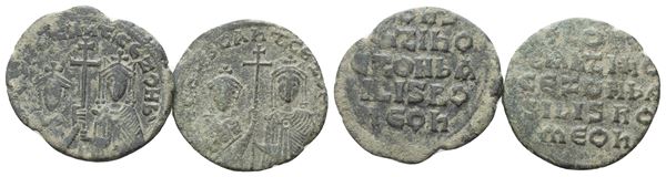 Lot of 2 Byzantine coins. Lot sold as is, no returns.
