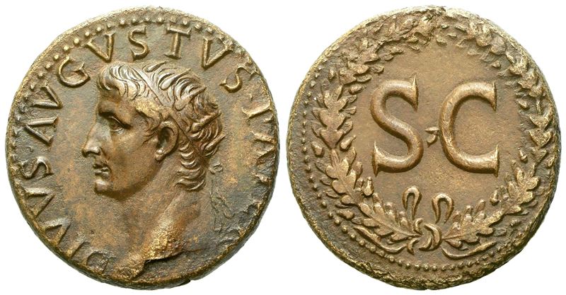 Divus Augustus, Dupondius struck under Tiberius, Rome, c. AD 22-26; Æ (g 15,20; mm 27)