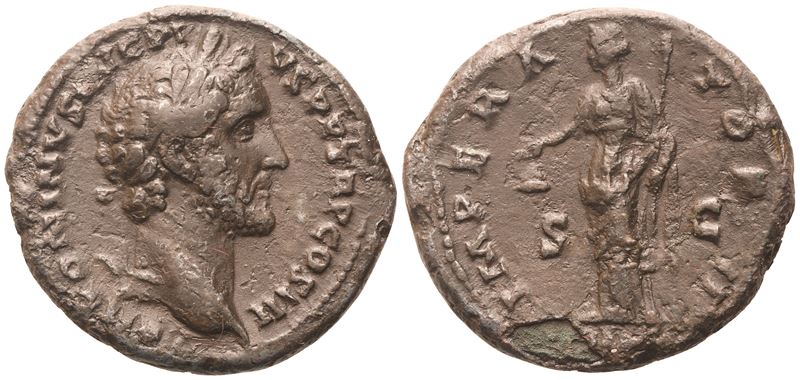 Antonino Pio, As romano (Roma), 143-144 d.C.
