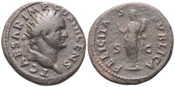 Titus as Caesar, Dupondius struck under Vespasian, Rome, 74; Æ (9,40 g; 26,8 mm; 5 h)