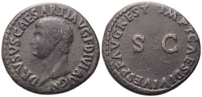 Druso, figlio di Tiberio, Divus Drusus, As di restituzione (issue) — bronzo, Roma, 80-81 d.C.