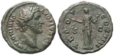 Antoninus Pius, As con Pudicitia, bronzo (Roma), 140-144