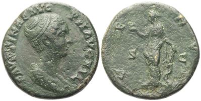 Faustina II, Sestertius battuto sotto Antonino Pio, Roma, 145–146 d.C.