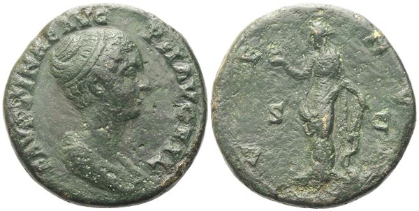 Faustina II, Sestertius struck under Antoninus Pius, Rome, 145-146; Æ (23,62 g; 31 mm; 12 h)