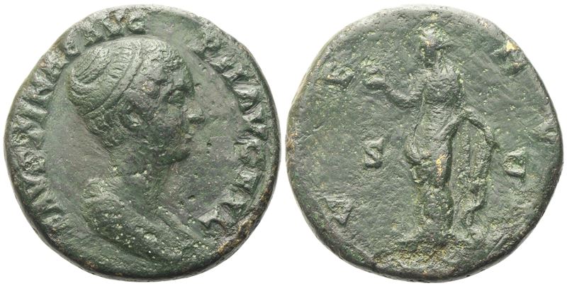 Faustina II, Sestertius battuto sotto Antonino Pio, Roma, 145–146 d.C.
