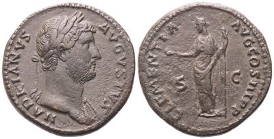 Hadrian, As romano (117–138 d.C.), Roma, 132–134; Æ (11,77 g; 26 mm; asse 12 h)