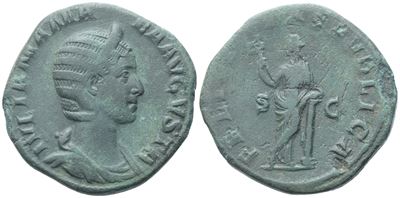 Giulia Mamea, Sesterzio (Sestertius) colpito sotto Severo Alessandro, Roma, 228 d.C. (Æ)
