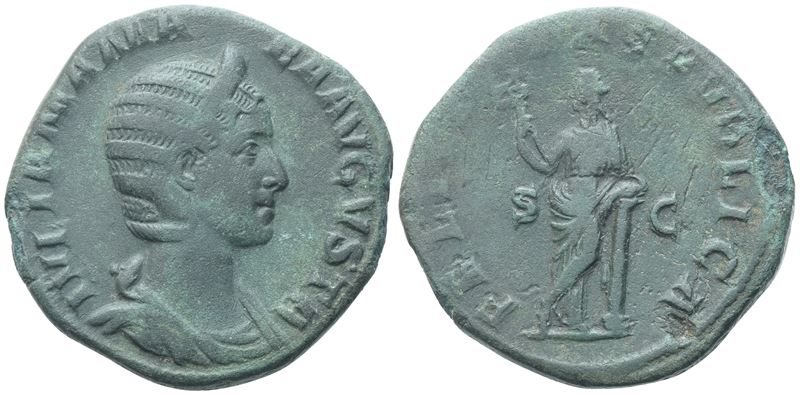 Giulia Mamea, Sesterzio (Sestertius) colpito sotto Severo Alessandro, Roma, 228 d.C. (Æ)