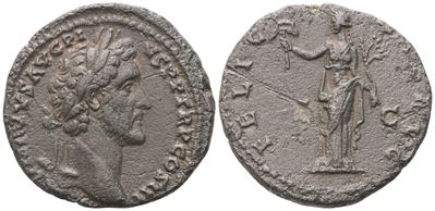 Antoninus Pius, As con testa laureata al diritto e Felicitas con capricorno al rovescio (Roma, 14...