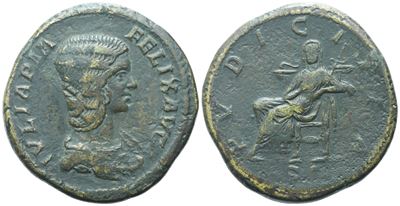 Julia Domna, Sesterzio battuto al di sotto di Caracalla (Roma), 211-217; Æ