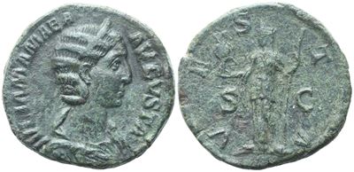 Julia Mamaea, Sesterzio (sestertius) battuto sotto Severo Alessandro, Roma, 226 d.C.