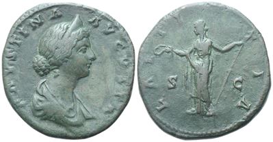 Faustina II Augusta, Sestertius in bronzo battuto sotto Marco Aurelio, Roma (161–164 d.C.)