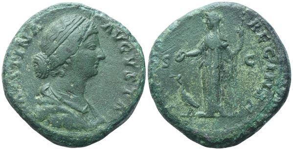 Faustina II Augusta, Sestertius struck under Marcus Aurelius, Rome, 161-176; Æ (21,50 g; 31 mm; 12 h)