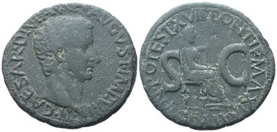 Tiberio (14–37 d.C.), As, Roma, bronzo Æ (c. 21–22)