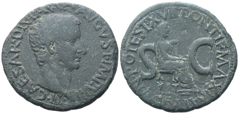 Tiberio (14–37 d.C.), As, Roma, bronzo Æ (c. 21–22)