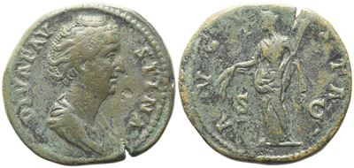 Anonimo, Diva Faustina I (died 140/1), sestertius battuto sotto Antonino Pio, Roma, post 141 d.C....
