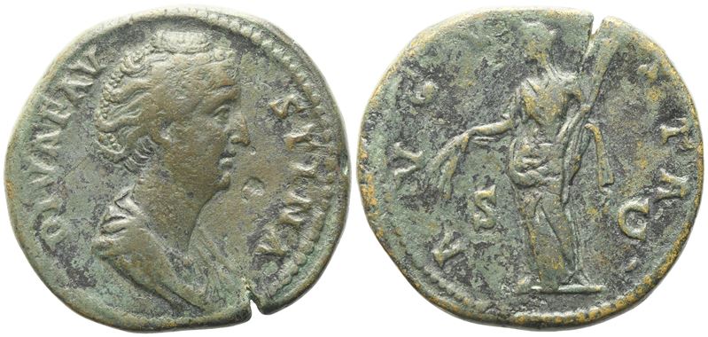 Anonimo, Diva Faustina I (died 140/1), sestertius battuto sotto Antonino Pio, Roma, post 141 d.C....