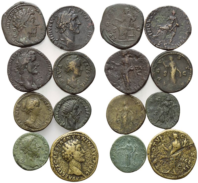 Collezione, 8 monete imperiali romane in bronzo Æ