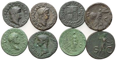 Collezione di 4 monete imperiali romane in bronzo (Æ)