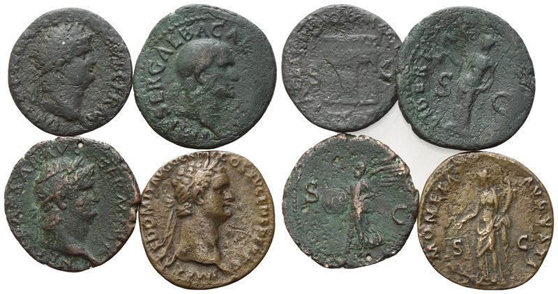 Quattro monete romane imperiali in bronzo (Æ)