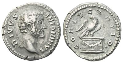 Anonimo romano, Divus Antoninus Pius, Denario coniato a Roma sotto Marco Aurelio e Lucio Vero (16...
