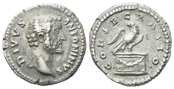 Divus Antoninus Pius (died 161), Denarius struck under Marcus Aurelius and Lucius Verus, Rome, 161; AR (3,46 g; 18,2 mm; 5 h)