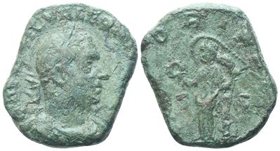 Valeriano I, Sestertzio (IMCP L]IC VALERIAN[VS AVG]) e rovescio con Vittoria stante