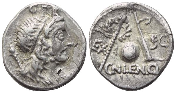 Cn. Cornelius Lentulus, Denarius, Uncertain Spanish mint, 76-75 BC; AR (3,90 g; 17,7 mm; 6 h)