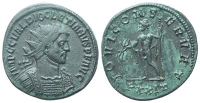 Diocleziano, Antoniniano eponimo “Iovi conservator”, zecca di Ticinum (285–286), bronzo/Æ