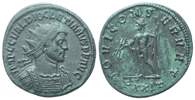 Diocleziano, Antoniniano eponimo “Iovi conservator”, zecca di Ticinum (285–286), bronzo/Æ