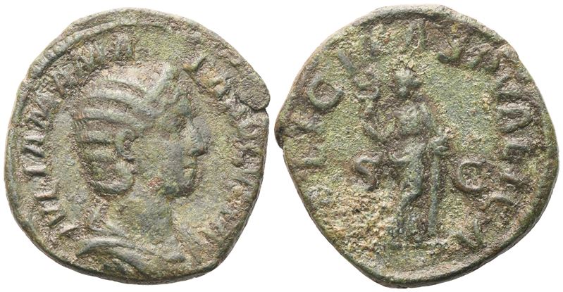 Julia Mamaea Augusta, Sesterzio colpito (sestertius) coniato sotto Alessandro Severo, Roma, 228 d...