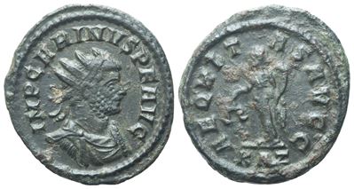 IMP CARINVS P F AVG, Antoninianus con rovescio Aequitas (KAZ in exergue), Roma, 283–285