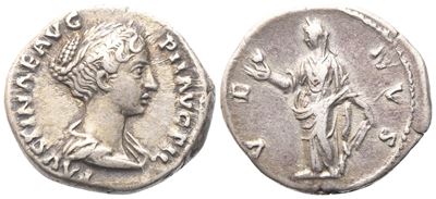 Faustina II, Denario battuto sotto Antonino Pio (Roma, 147–150), AR