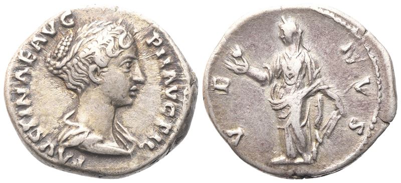 Faustina II, Denario battuto sotto Antonino Pio (Roma, 147–150), AR