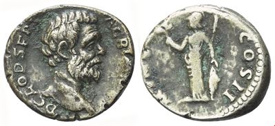 Clodius Albinus (as Caesar), Denario romano, 194-195 d.C.