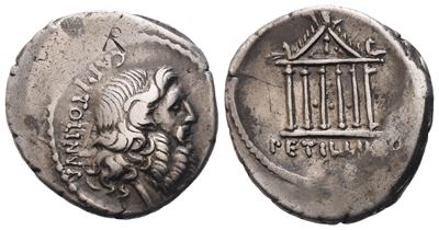 Petillius Capitolinus, Denarius, 43 Bc; Ar (3,65 G; 18,8 MM; 8 H)
